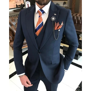 Terzi Adem Italyan Stil Ceket Yelek Pantolon Takım Elbise Lacivert T9083