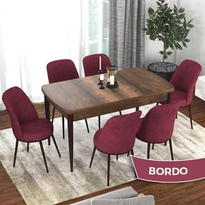 Concept Via Serisi Barok Ahşap Desen Açılabilir 80X132 Mutfak Masa Takımı 6 Adet Sandalye