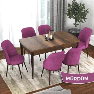 Concept Via Serisi Barok Ahşap Desen Açılabilir 80X132 Mutfak Masa Takımı 6 Adet Sandalye