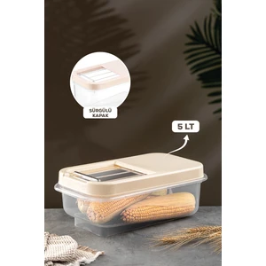Meleni Home 5 Lt Bakliyat Saklama Kabı - Kayar Kapaklı Erzak Saklama Kabı Un Kabı Krem Multi Box