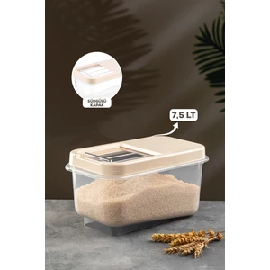 Meleni Home Multibox 7,5 Lt Bakliyat Saklama Kabı - Kayar Kapaklı Erzak Saklama Kabı Un Kabı Krem