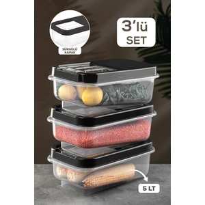Meleni Home 3'lü Set Multibox 5 Lt Bakliyat Saklama Kabı- Kayar Kapaklı Erzak Saklama Kabı Antrasit