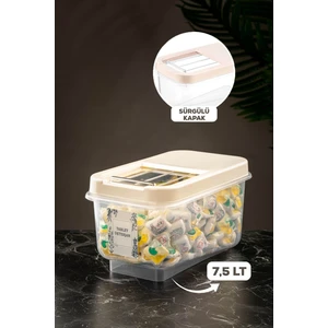 Meleni Home Kayar Kapaklı 7,5 Lt Tablet Deterjan Saklama Kutusu - Etiketli Deterjan Saklama Kabı Krem