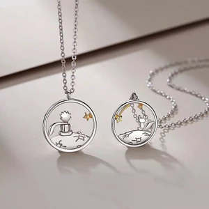 Herşey Nota Little Prince Küçük Prens ve Tilki Best Friends Dostluk Sembolü Ikili Kolye