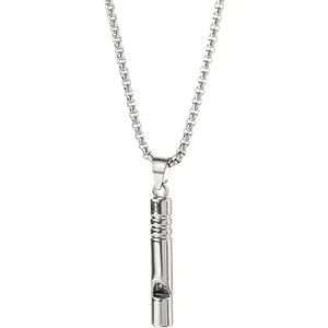 Herşey Nota Gerçek Kullanılabilir Düdük Kolye Yüksek Desibel Paslanmaz Çelik Kolye Unisex