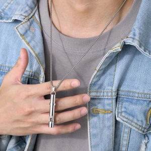 Herşey Nota Hayatta Kalma Acil Yüksek Ses Paslanmaz Çelik Düdük Kolye Kadın & Erkek