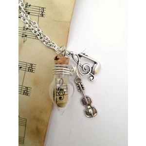 Herşey Nota Cam Şişede Nota Kolye Çelik