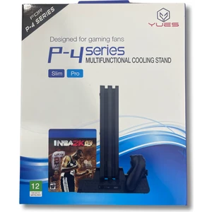 YUES PS4 Çok Fonksiyonlu Stand – Fanlı Soğutma + Çift Şarj Yuvası + Oyun Organizeri, PS4 Fat/Slim/Pro Uyumlu