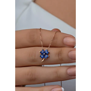 925 Ayar Gümüş Rose Tanzanit Taşlı Yonca Kolye