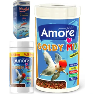 Mix Granül Japon Balığı Yemi 1000 ve 125 ml Kutu ve 30 cc Vitamin Seti