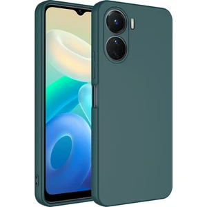 Case World  Vivo Y16 ile Uyumlu Kapak Içi Kadife Kamera Korumalı Lansman Silikon Kılıf - Yeşil