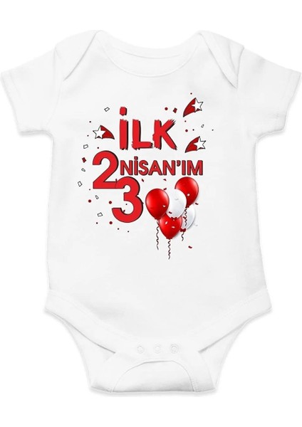 Ilk 23 Nisan Balon Özel Tasarım Bebek Zıbın Pamuklu Çıtçıtlı Body