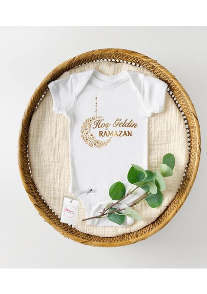 Hoş Geldin Ramazan Özel Tasarım Bebek Zıbın Pamuklu Çıtçıtlı Body