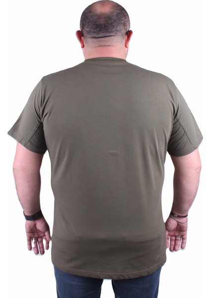 Büyük Beden Sıfır Yaka Tişört Play Station 23171 Hakı modelleri