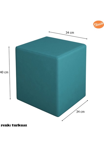 Modilayn Kare Puf Tabure Ahsap Iskeletli Kumas Tabure