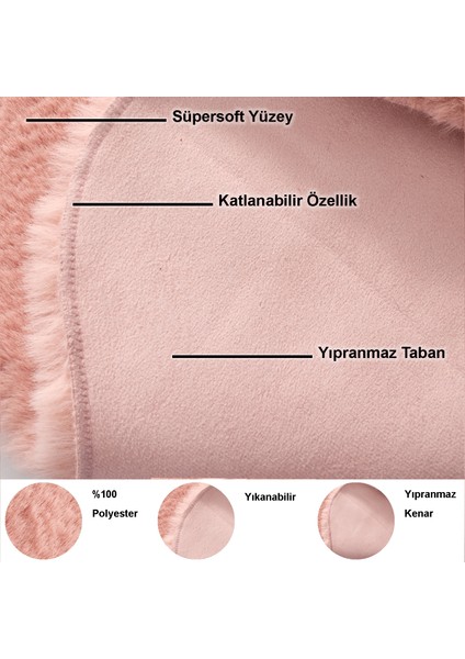 Süpersoft Peluş Post Halı Tavşan Pudra