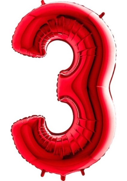 3 Rakam Kırmızı Folyo Balon 40 Inç 100 cm