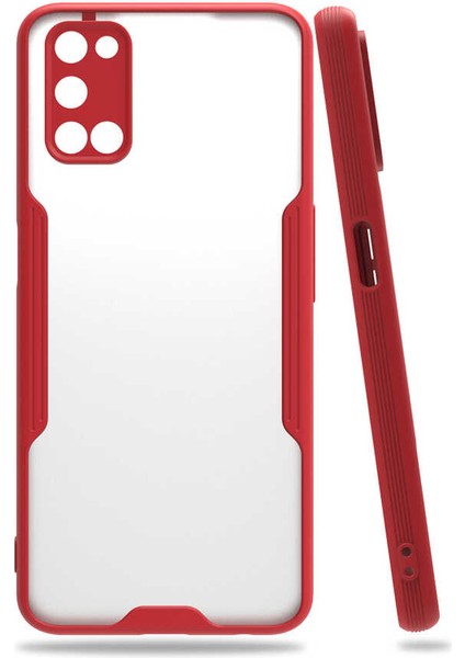Oppo A92 Kılıf Kamera Korumalı Ultra Ince Buzlu Mat Renkli Silikon Kapak(Parfe)