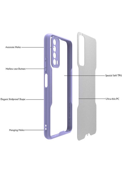 Huawei P Smart 2021 Kılıf Kamera Korumalı Ultra Ince Buzlu Mat Renkli Silikon Kapak(Parfe)