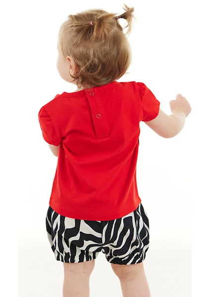 Balerin Zebra Kız Bebek T-Shirt Poplin Şort Takım