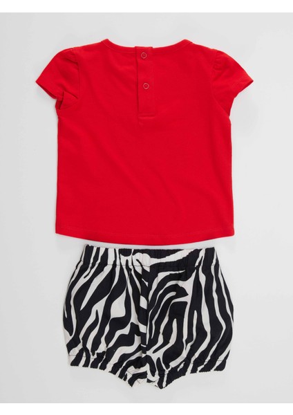 Balerin Zebra Kız Bebek T-Shirt Poplin Şort Takım