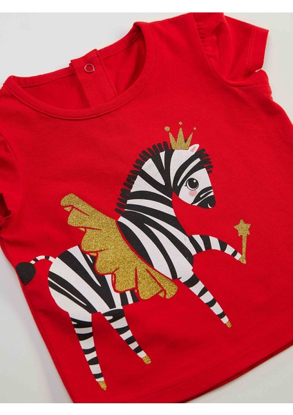 Balerin Zebra Kız Bebek T-Shirt Poplin Şort Takım