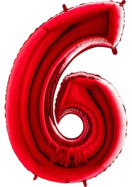 6 Rakam Kırmızı Folyo Balon 40 Inç 100 cm