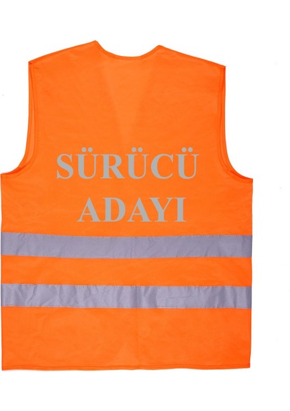Sürücü Adayı Yazılı Turuncu Renk Reflektörlü Ikaz Yeleği x 3 Adet