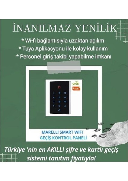 Marelli MRL12-WIFI Smart Su Geçirmez Wifi Bağlantılı Cep Telefonuyla Açılabilen Kart ve Şifreli Geçiş Giriş Sistemi Ünitesi