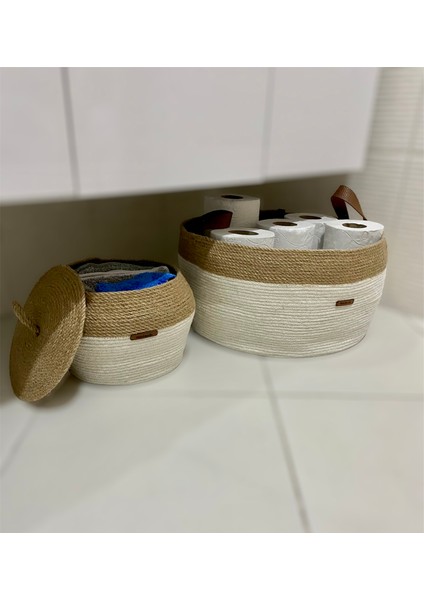 2’li Büyük Boy ve Orta Boy Sepet, Hasır Sepet, Dekoratif Sepet, Düzenleyici, Tress Sepet fırsatları