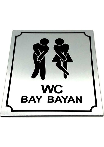 Wc Tuvalet Tabelası Bay Bayan, Kapı Duvar Yönlendirme Levhası 13 cm x 16 cm Xl