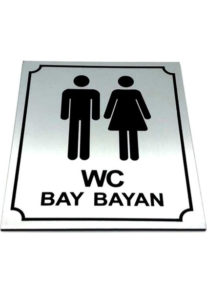 Wc Tuvalet Tabelası Bay Bayan, Kapı Duvar Yönlendirme Levhası 13 cm x 16 cm Xl