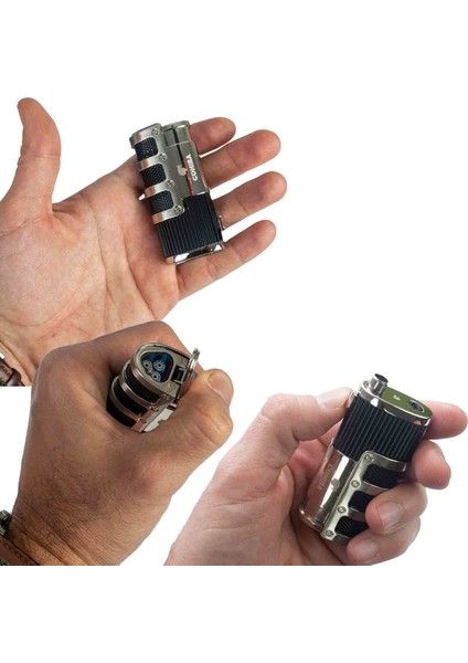 Metal Üç Pürmüz Çakmak , Delicili Puro Çakmağı