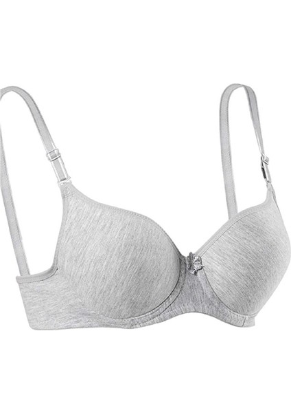 Destekli Slikonlu Düz Sütyen Gri