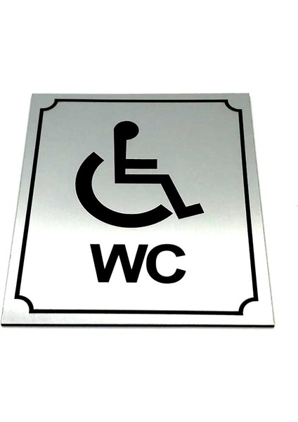 Wc Tuvalet Tabelası Engelli, Kapı Duvar Yönlendirme Levhası 13 cm x 16 cm Xl
