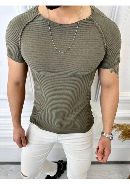 Tişört Örme Triko Tişört Nefes Alabilen Terletmez Slim Fit Dar Kesim T-Shirt