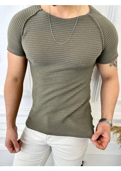 Tişört Örme Triko Tişört Nefes Alabilen Terletmez Slim Fit Dar Kesim T-Shirt