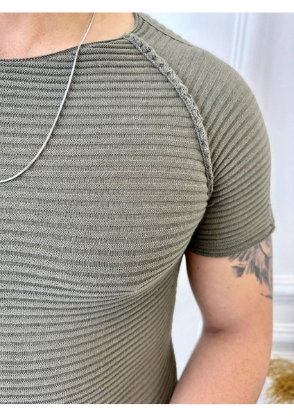 Tişört Örme Triko Tişört Nefes Alabilen Terletmez Slim Fit Dar Kesim T-Shirt