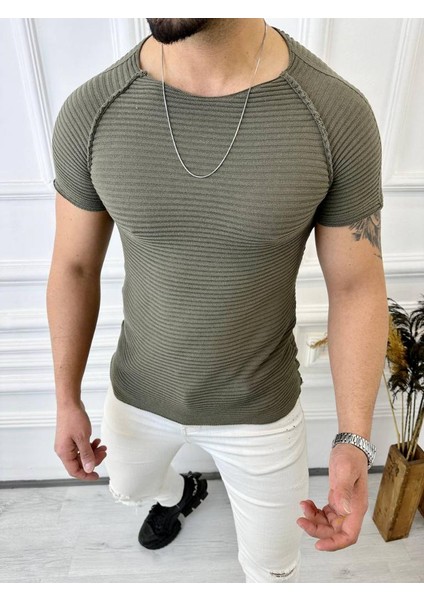 Tişört Örme Triko Tişört Nefes Alabilen Terletmez Slim Fit Dar Kesim T-Shirt