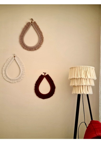 3'lü Damla Makrome Duvar Süsü