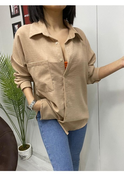 Kadın Oversize Keten Gömlek