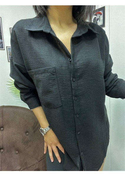Kadın Oversize Keten Gömlek