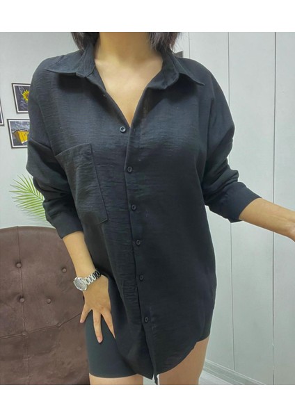 Kadın Oversize Keten Gömlek