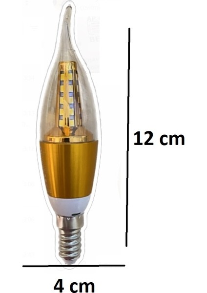 5W 3000K Amber Renk Kıvrık Dekoratif E14 Duy LED Şeffaf Ampul 1 Adet