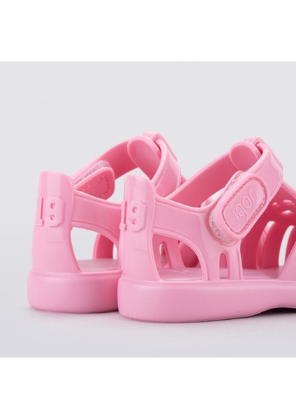 Tobby Gloss Kız Çocuk Parlak Pembe Cırt Cırtlı Sandalet Hafif ve Suya Dayanıklı fırsatları
