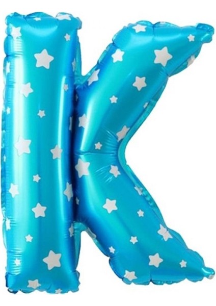 K Harf Mavi Folyo Balon 16 Inç 40 cm