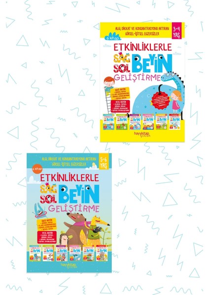 Etkinliklerle Sağ Beyin Sol Beyin Geliştirme Seti - 12 Kitap - 3-4 Yaş 5-6 Yaş