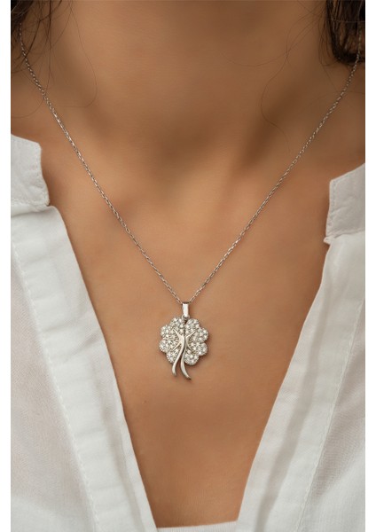 925 Ayar Gümüş Rodyum Altın Kaplama Isimli Yonca Kolye fiyatları