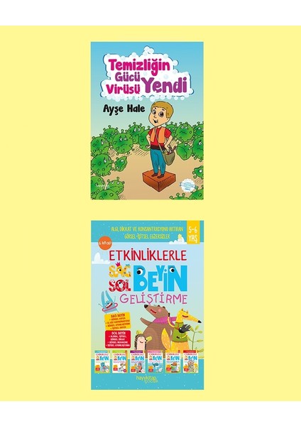 Etkinliklerle Sağ Beyin Sol Beyin (5-6 Yaş ) - 6 Kitap - Temizliğin Gücü Virüsü Yendi 2li Set