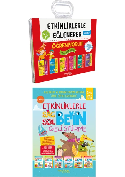 Etkinliklerle Sağ Beyin Sol Beyin 6’lı Set 5-6 Yaş - Eğlenerek Öğreniyorum 2 Set Kırmızı